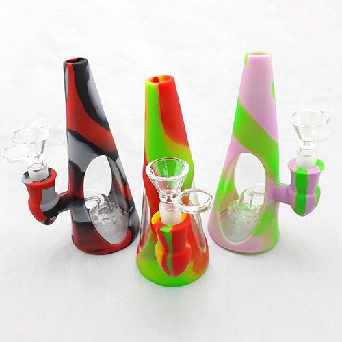 Multi-Color Silicone and Glass Water Pipe
